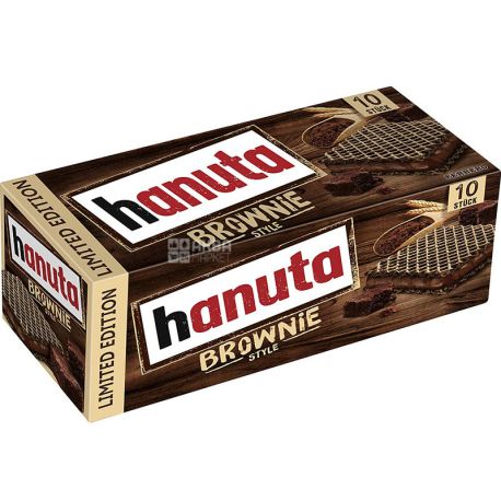Hanuta, Brownie, 220 г, Шоколадные вафли-сэндвич, с шоколадной пастой