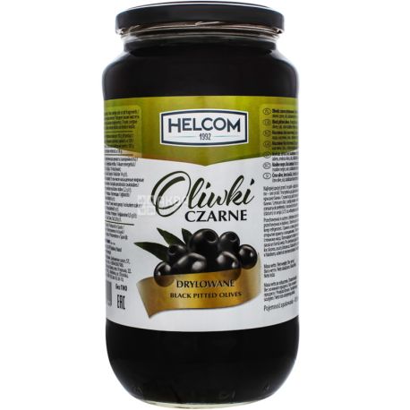 Helcom, 880 г, Оливки чорні, без кісточки, скло