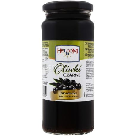 Helcom, 330 g, Black olives, pitted, glass