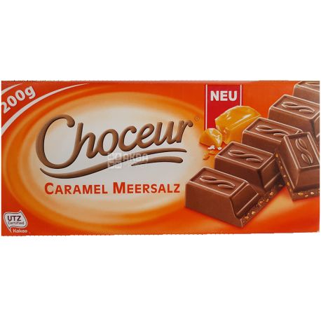 Choceur Caramel Meersalz, 200 г, Шоколад молочний, з солоною карамеллю