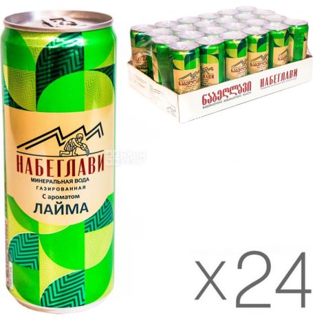 Nabeghlavi, Lime, Упаковка 24 шт. х 0,33 л, Набеглави, вода минеральная с лаймом, ж/б