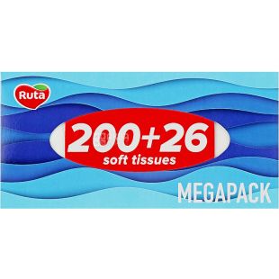 Ruta, Family Pack, 200+26 шт., Серветки косметичні Рута, 2-шарові, 20х21 см