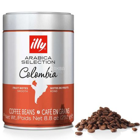 Illy Espresso Колумбія Арабіка, 250 г, Кава середнього обсмаження, в зернах, ж/б