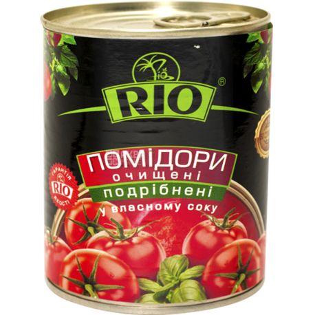 Rio, 360 г, Томати очищені, у власному соку, ж/б