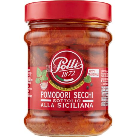 Polli, Pomodori Secchi, 285 г, Помидоры вяленые сицилийские, стекло