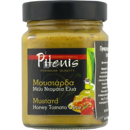 Pitenis, 250 г, Гірчиця медова, з томатами та оливками, гостра