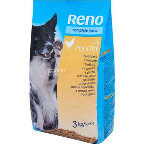 Reno, 3 кг, Сухой корм для собак, Мясо птицы