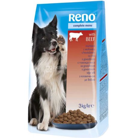 Reno, 3 кг, Сухий корм для собак, яловичина