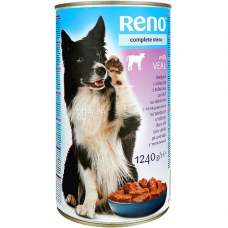 Canned Dog Food, Beef, 1240 g, TM Reno