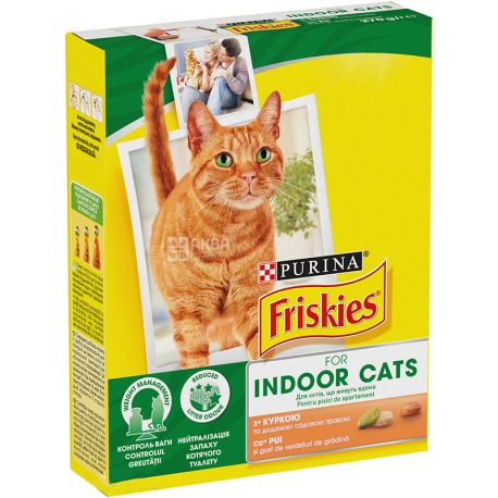 Friskies, For indoor cats, 270 г, Корм ​​для домашніх котів, з куркою