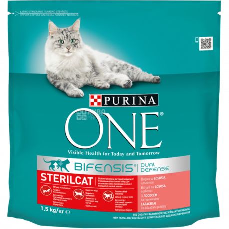 Purina One, Sterilcat, 1,5 кг, Сухой корм для стерилизованных котов, с лососем
