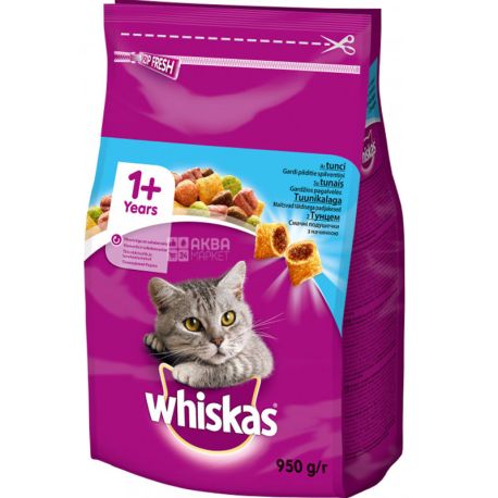 Whiskas, 950 г, Сухий корм для дорослих котів, з тунцем