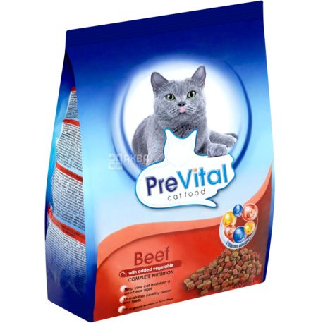 PreVital, 400 г, Корм для котов с говядиной и овощами, сухой