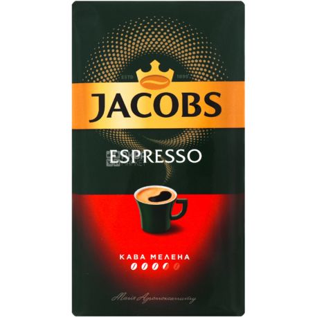 Jacobs Espresso, 230 г, Кофе Якобс Эспрессо, темной обжарки, молотый