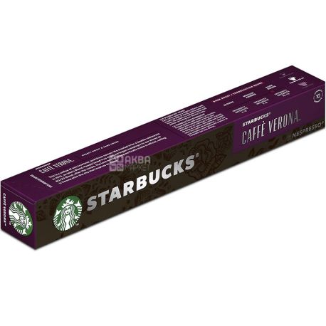 Starbucks, Starbucks Сaffe Verona, 10 шт, Кава в капсулах, темного обсмаження, тип неспрессо