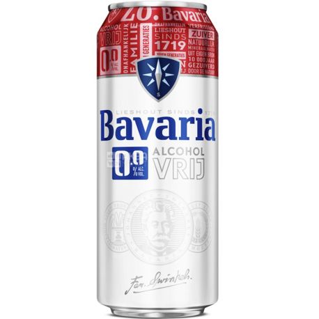 Bavaria Holland, 0,5 л, Баварія, Пиво безалкогольне, нефільтроване, ж/б