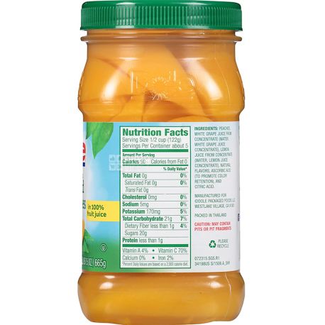 Dole, Sliced Peaches, 665 г, Слайси персика у фруктовому соку