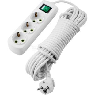 Lezard, Letitia, Подовжувач на 3 розетки, із заземленням і вимикачем, 5 м, білий