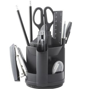 Buromax Jobmax, 13 предметов, Набор настольный с наполнением, пластиковый, черный