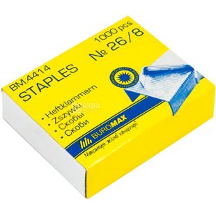 Buromax, 1000 шт, Скоби для степлера №26/8