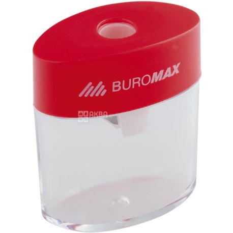 Buromax, Tube, Sharpener with container, 1 hole, plastic, assorted