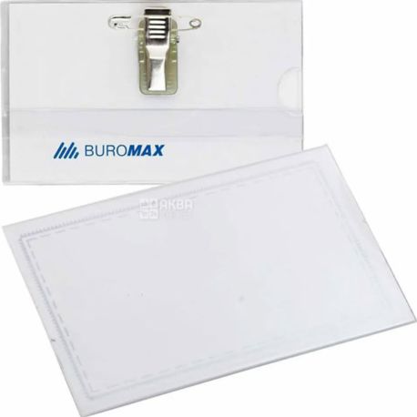 Buromax, 90x55 mm, horizontal identification badge, with clip and pin