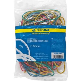 Buromax, 50 г, Гумки для грошей, 55 мм, асорті