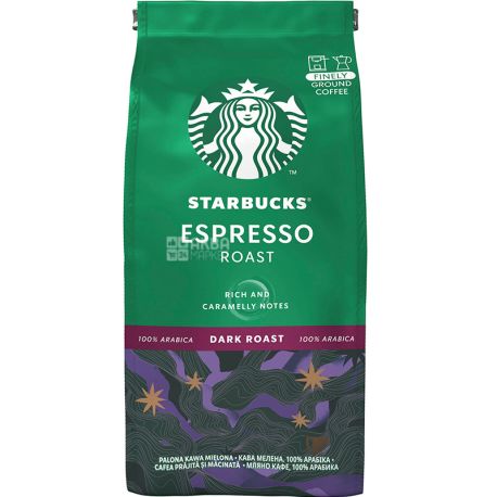 Starbucks Espresso Roast, 200 г, Кава мелена, темного обсмажування
