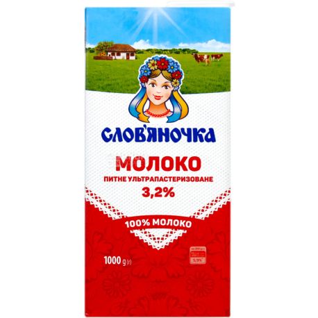 Слов'яночка, Молоко ультрапастеризованное 3,2%, 1 л