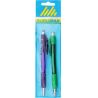 Buromax Bright 2 Pens Ballpoint Pens Automatic Set Plastic Body Rubber Grip Blue Ink 0.7mm