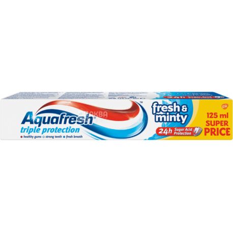 Aquafresh, 125 мл, Зубна паста, Освіжаюча м'ята