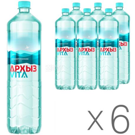 Архиз, 1,5 л, Упаковка 6 шт., Вода мінеральна негазована, ПЕТ
