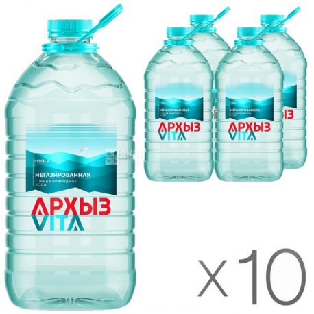 Архыз, 5 л, Упаковка 10 шт., Вода минеральная негазированная, ПЭТ