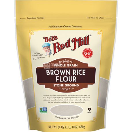 Bob's Red Mill, Brown Rice, 0,68 кг, Борошно з коричневого рису, без глютену