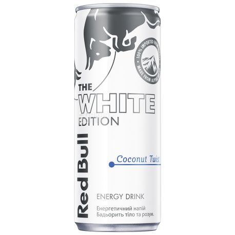 Red Bull, White Edition, 0,25 л, Напій енергетичний, безалкогольний, зі смаком кокоса