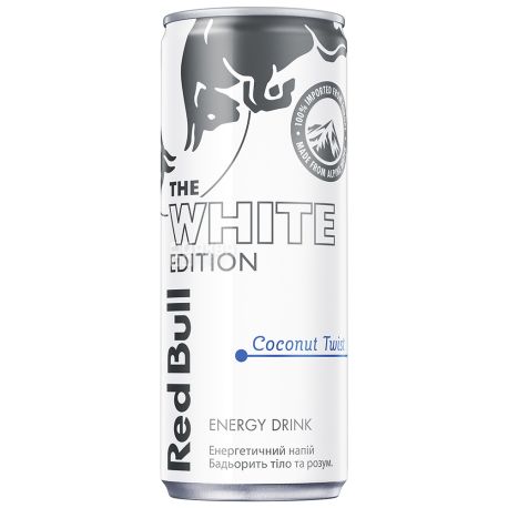 Red Bull, White Edition, 0,25 л, Напиток энергетический, безалкогольный, со вкусом кокоса
