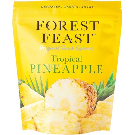 Forest Feast, Tropical Pineapple, 120 г, Ананасові кільця, сушені, без цукру