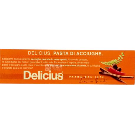 Delicius, Pasta di Acciughe, 60 г, Паста с анчоусов в оливковом масле и остром соусе