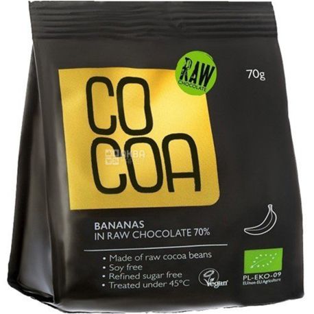 Co Coa, Bananas in Raw Chocolate, 70 г, Бананы в сыром шоколаде, 70%