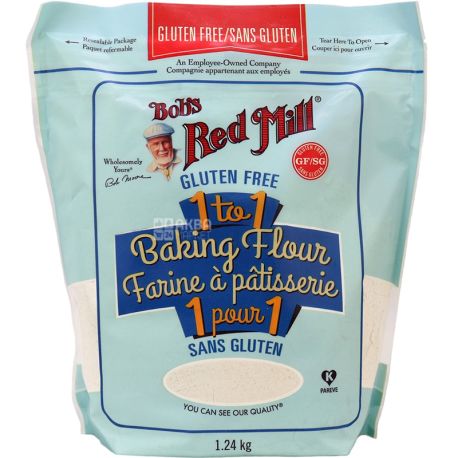 Bob's Red Mill, Gluten Free 1-to-1 Baking Flour, 1,24 кг, Смесь рисовая для выпечки, без глютена