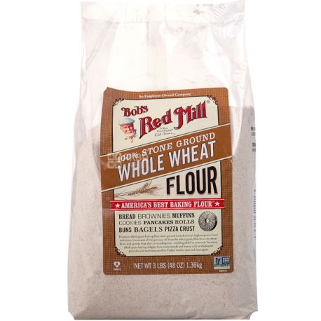 Bob's Red Mill, Whole Wheat Flour, 1,36 кг, Борошно пшеничне, цільнозернове