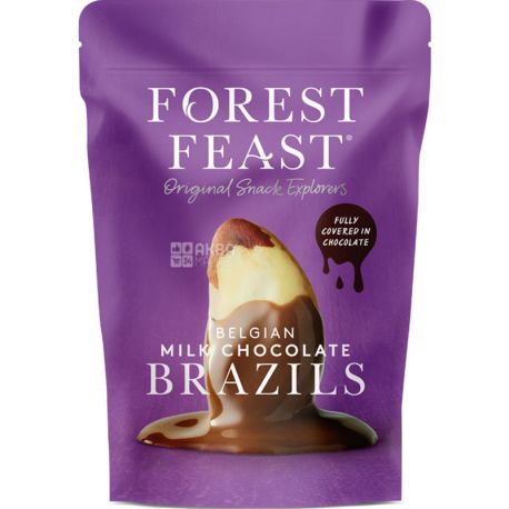 Forest Feast, Belgian Milk Chocolate Brazil Nuts, 120 г, Бразильський горіх в молочному шоколаді