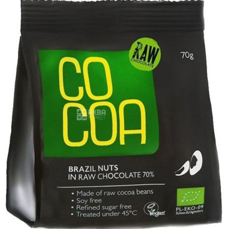 Co Coa, Brazil nuts in raw chocolate, 70 г, Бразильские орехи в сыром шоколаде, 70%