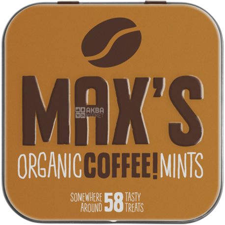 Max's Organic Mints, 35 g, Coffee Flavored Dragee, Organic