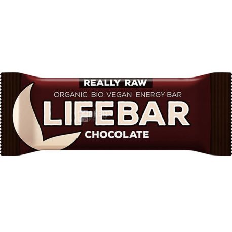 Lifefood, Lifebar Chocolate, 47 г, Батончик энергетический, с шоколадом, органический