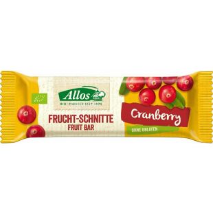 Allos, Fruchtschnitte Cranberry bio, 30 г, Батончик фруктовый, Клюква, органический