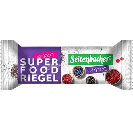 Seitenbacher, Super Food Riegel, 60 г, Батончик з суперфудами, в шоколаді