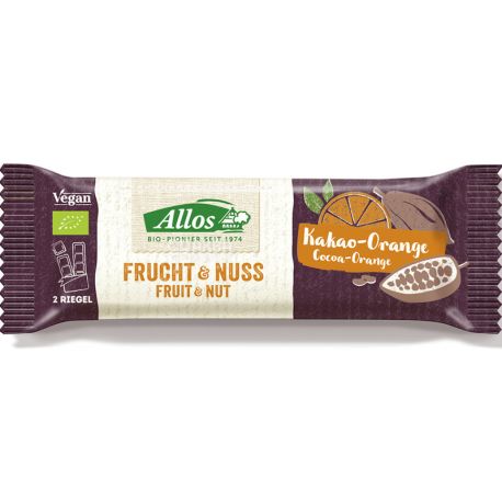 Allos, Frucht & Nuss, Kakao-Orange, 50 г, Батончик органический, Какао-Апельсин