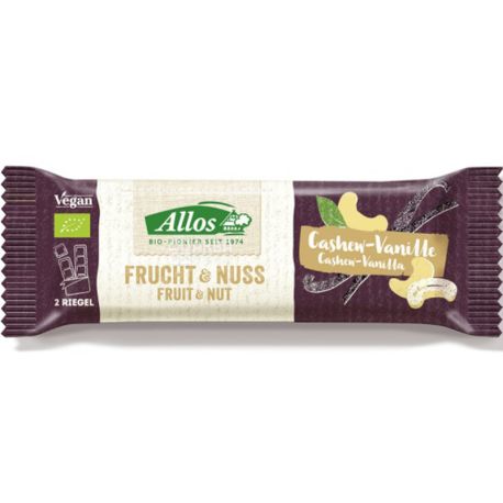 Allos, Frucht & Nuss, Cashew-Vanille, 50 g, Organic Bar, Cashew Vanilla