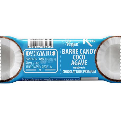 Candy Ville, Coco Agave, 50 g, Organic Bar, Coconut-Agave, Chocolate Covered